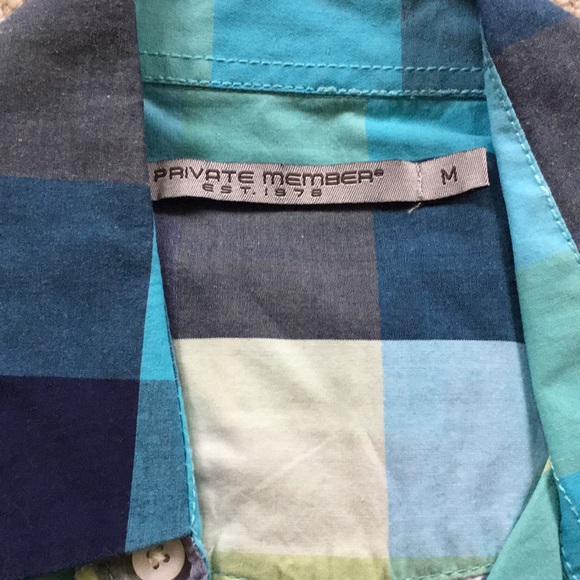 Men’s Blue & Green Plaid Button Down Shirt - Picture 2 of 7